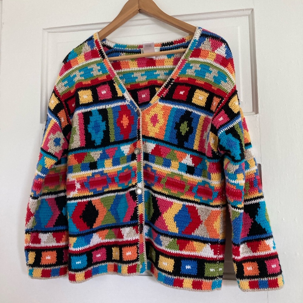 Susan Bristol southwestern hand knitted cardigan
